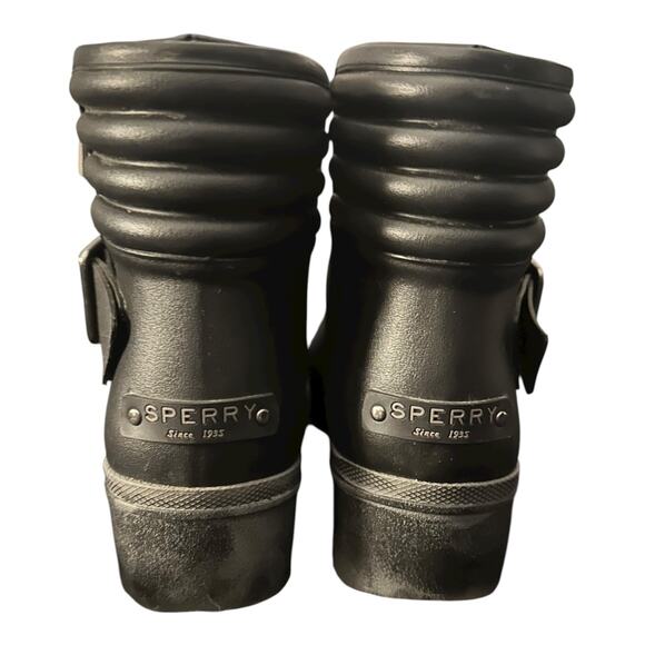 Sperry Top-Sider Black Waterproof Aeriel Beck Rain Moto Style Ankle Boots - Picture 3 of 4